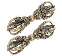 Operitacx 2pcs Antique Brass Dorje Vajra: Miniature Nepal Ritual Pestle - Buddhist Dharma Ornament for Zen Meditation, Feng Shui Amulet, Spiritual Protection, Home Decoration