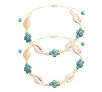 Operitacx 2pcs Beach Turtle Bracelet Shell Beads Bracelets with Sea Turtle Charm Versatile Use Boho Style for Summer Outfits and Beach Vacations