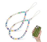 Operitacx 2Pcs Beaded Phone Charm Wrist Straps with Love Letter Decoration Lightweight Bohemian Style Cellphone Wrist Strap for Phone Case Bag Accessory