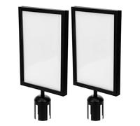 Operitacx 2pcs Black Portrait Stanchion Sign Holder with A4 Floor Standing Frame for Crowd Control Barrier, Queue Management and Event Marketing Displays