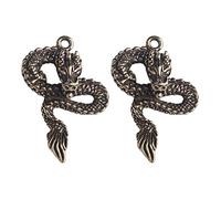 Operitacx 2pcs Brass Dragon Pendant Keychains for DIY Adornment, Unique Chinese Traditional Style Small Brass Charms Suitable for Make Keychain and Bag Pendant