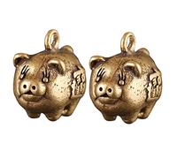 Operitacx 2pcs Brass Piggy Pendant Vintage Keychain Decor Keyring Pendant for Car Keys Piglet Charm Trinket