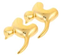 Operitacx 2pcs Ceramic Cat Ring Holder for Jewelry Display, Golden Adorable Cat Shape Organizer, Easy Taking Rings Storage for Home and Personal Collections