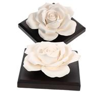 Operitacx 2pcs Ceramic Rose Shaped Perfume Diffuser Lightweight Portable Air Fresheners for Car and Bedroom, Unique Practical Decor with Wood Detail