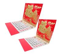 Operitacx 2pcs Chinese Lunar Wall Calendar with Gold Foil Zodiac Horse Design Feng Shui Hanging Planner for Living Room and Bedroom Traditional Spring Festival Almanac with Lunar Markings