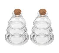 Operitacx 2pcs Christmas Tree Shaped Glass Storage Vials 90ml with Cork Stoppers Miniature Potion Bottles for Wishes and Messages, for Homes and Wedding Party Favors