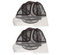 Operitacx 2pcs Dark Lace Wig Cap with Adjustable Straps and Elastic Bands, Full Coverage Skull Cap for Lightweight Shape Stability, Invisible Right Side Parting Suitable for Social