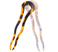 Operitacx 2pcs Decorative Hair Pins Chignon Pins U-shaped Acetate Sheet No Snag Stay in Place Elegant French Style for Women Teen Daily Decoration