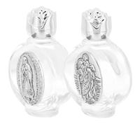 Operitacx 2pcs Decorative Water Bottles Set Portable Leak-proof Glass Bottles with Silver Metal Design for Baptism and Communion Home Décor Accents Assorted style