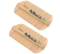 Operitacx 2pcs Dense Tooth Comb Double-sided Hair Comb Bamboo Material Fine Tooth Design Anti-static for Lice Removal and Dandruff Treatment Random Style