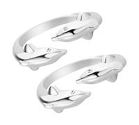Operitacx 2pcs Double Dolphin Adjustable Ring for Women Open Design Copper Rings Chic Elegant Trendy Comfortable Fit Meticulously Polished Birthday Gift for Her