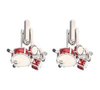 Operitacx 2pcs Drum Set Cufflinks for Men Business Suit Accessories, Made of Brass, Silver Colour, Lightweight and Easy to Use, for Anniversary or Business Partnerships