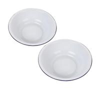 Operitacx 2pcs Enamel Mixing Bowls Heavy Duty Large Capacity Nonstick Coating Retro White Salad Basins for Kitchen Cooking Baking Food Prep and Vegetable Washing