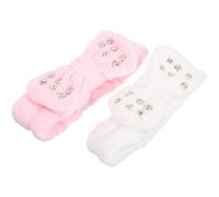 Operitacx 2pcs Face Washing Headband Makeup Headband Bow Shape Elastic Design Rhinestone Decoration Fabric Style for Women Spa and Taking A Bath