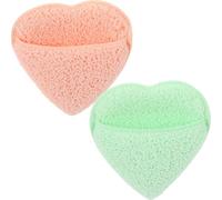 Operitacx 2pcs Facial Sponges for Cleansing and Exfoliating, Soft Natural Face Wash Pads in Orange and Green, Reusable Makeup Remover Pads Suitable for Sensitive Skin