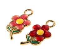 Operitacx 2pcs Flower Bead Pendants Enamel Dangle Charms for Jewelry Making Durable Stainless Steel Floral DIY Crafting Accessories for Bracelets Necklaces Earrings Keychains