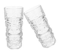 Operitacx 2pcs Glass Cocktail Cups for Drinks and Beer, Practical and Stylish, for Cafes and Home Kitchens, Modern Creative Design with Attractive Tiki Totem Style