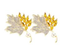 Operitacx 2pcs Golden Maple Leaf Brooches for Women, Elegant Alloy and Plastic Material, Multipurpose Pearl Brooch Pins for Securing Scarves and Pairing with Outfits on Different Occasions