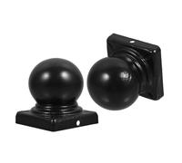 Operitacx 2pcs Iron Fence Post Caps Black Round Finials for Square Posts Durable Metal Sphere Topper for Enhanced Outdoor and Protection of and Columns