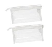 Operitacx 2pcs Large Capacity Portable Pencil Storage Bag Transparent White PVC Stationery Container for Students Teachers Office Organization