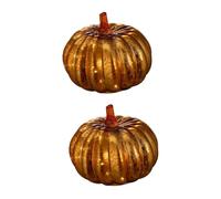 Operitacx 2pcs LED Halloween Pumpkin Lamp Gold Glass Pumpkin Light Decorative LED Light for Halloween Party Indoor Desktop Ornament