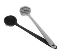 Operitacx 2pcs Long Handle Back Scrubber Silicone Body Brush with Hole Design and Silicone Bristles Easy to Hold Massage Effects for Families and Travel