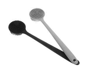 Operitacx 2pcs Long Handle Back Scrubber Silicone Body Brush with Hole Design and Silicone Bristles Easy to Hold Massage Effects for Families and Travel