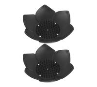 Operitacx 2pcs Lotus Shaped Soap Dish Self Draining Soap Holder Silicone Sleek Modern Design Black for Shower and Sink Use
