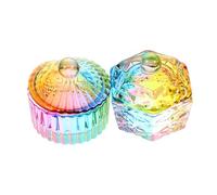 Operitacx 2pcs Manicure Crystal Glass Cups with Lids Iridescent Nail Art Liquid Holder Bowls for Acrylic Powder and Nail Mixing Accessories and Salon Use