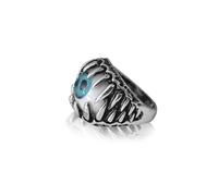 Operitacx 2pcs Men's Evil Devil Ring with Skull Eyeball Design, Copper Material, Scratch Resistant, Smooth Inner Surface, Gothic Biker Style, for Halloween and Birthday