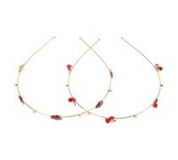 Operitacx 2pcs Metal Strawberry and Cherry Pearl Headbands for Women, Cute Fruit Hair Accessories Hairbands, Sweet Hair Hoops Suitable for Daily Wear and Face Washing