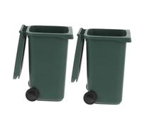 Operitacx 2pcs Mini Plastic Desktop Trash Can Small Tabletop Garbage Bin for Office and Home Compact Sundries Holder Dark Green Space Saving Waste Bucket for Desk Organization