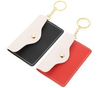 Operitacx 2pcs Mini Pu Leather Coin Purses with Metal Ring Keychain, Water-Resistant and Easy to Maintain Small Wallets, for Travel Use and Everyday Use