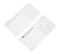 Operitacx 2pcs Nail Art Mixing Palette Set White and Black Gel Polish Blending Board with Nail Template Guide for Salon Display 4.33x2.17in