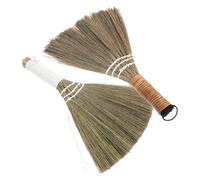Operitacx 2pcs Natural Whisk Broom Ergonomic Handheld Soft Straw Brush for Indoor Outdoor Cleaning Household Floor Sweeper for Hardwood Fireplace Patio Garden Dust and Debris Removal