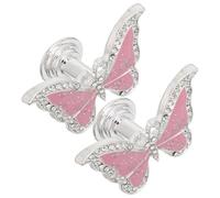 Operitacx 2pcs Painted Zinc Alloy Butterfly Cabinet Drawer Pulls, Single Hole Decorative Handles for Wardrobe, Dresser, Cupboard, Metal Butterfly Knobs with Rhinestone Accent for Home