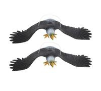 Operitacx 2pcs Plastic Eagle Ornament Set with Flat Bottom Design for Lawn and Garden Decor, Realistic Black Pvc Eagle Statues Hanging Decorations for Outdoor Use