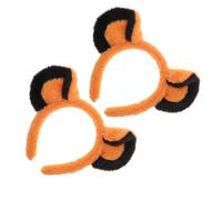 Operitacx 2pcs Plush Lion Ears Headband for Adults Soft Comfortable Cloth Material Animal Ears Hairband Set for Halloween Theme Party Cosplay Unisex Women and Men