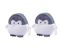Operitacx 2pcs Plush Penguin Lipstick Storage Bags with Zipper, Lovely Cartoon Coin Purses for Small Item Organisation and Travel, Black Soft Material for Personal Belongings
