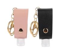 Operitacx 2pcs Portable Perfume Bottle with Keychain Holder, Leakproof Empty Refillable Bottle Set with Protective Cover for Travel and Hand Sanitiser Use (black Pink)