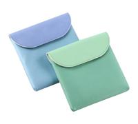 Operitacx 2pcs Portable Sanitary Napkin Storage Bags for Feminine Products, Pu Leather Menstrual Pad Pouches in Green and Blue, Compact Period Organizer Suitable for Travel and Daily Use