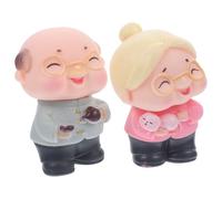 Operitacx 2pcs Pvc Cake Decoration Table Ornaments Old Man Old Woman Cake Topper Creative Lovely Reusable Decoration for Mini Landscaping and Plant