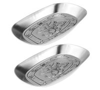 Operitacx 2pcs Retro Design Tinplate Fruit Snack Plates Silver Storage Dish for Jewelry and Food Display, Well Organized Serving Platters for Party Favor