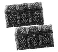 Operitacx 2pcs Retro Plastic Treasure Chest Boxes Small Keepsake Organizer Vintage Sundries Storage for Jewelry and Trinkets Compact Decorative Gift