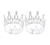 Operitacx 2pcs Rhinestone Crown Headband for Women, Elegant Silver Plastic Circular Wedding Bridal Tiara with Sparkling Rhinestones, Universal Fit Party Hair Accessories