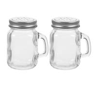 Operitacx 2pcs Salt and Pepper Shakers Condiment Holders Multi-Function Seasoning Bottles Aluminum and Glass Material 120ml Capacity for Kitchen Cooking