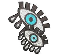 Operitacx 2Pcs Sequins Embroidered Eye Sewing Patch DIY Clothes Patch for Costume Accessory, Delicate Gauze Fabric Appliqué for Jackets, Bags, and Craft Decoration