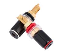 Operitacx 2PCS Soldering Banana Plug Connectors Pure Copper Binding Post Adapter for Speaker Cable Home Theater Audio Wiring Black Red