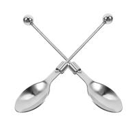 Operitacx 2pcs Stainless Steel Beadable Tasting Spoons Set with Unique Design, Easy to Clean Sugar and Appetizer Spoons for Kitchen and DIY Use