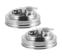 Operitacx 2pcs Stainless Steel Mason Jar Drinking Lids with Easy Pour Spout and Rust Resistant Metal Seal Covers for Canning Jar Shaker Lid Applications